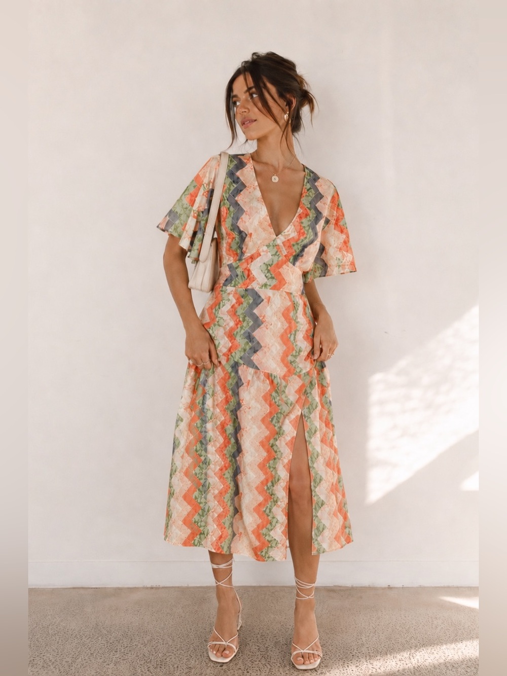 Never Fully Dressed Zig Zag Clover Midi Dress in Multi Size 10